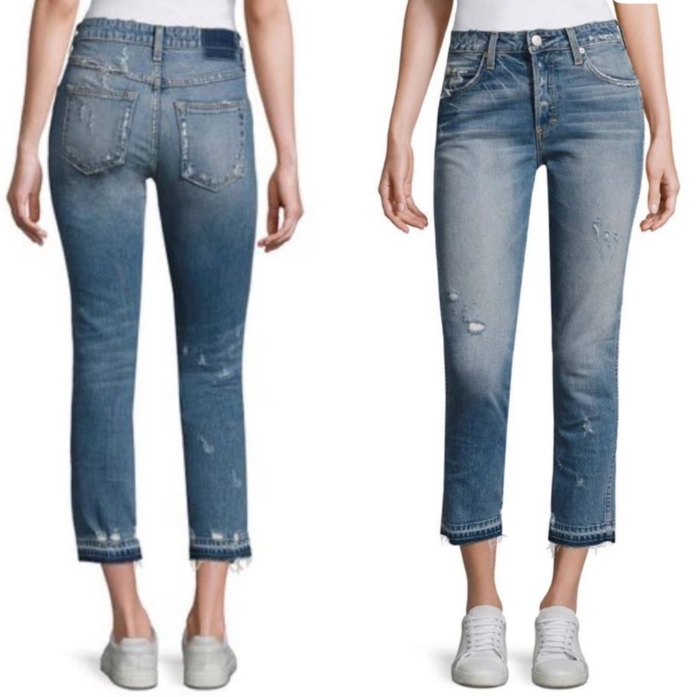 AMO Babe Rosebowl Stone Wash Jeans with Raw Hem